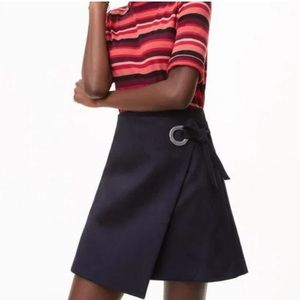 Loft Navy Blue Faux Suede Wrap Skirt